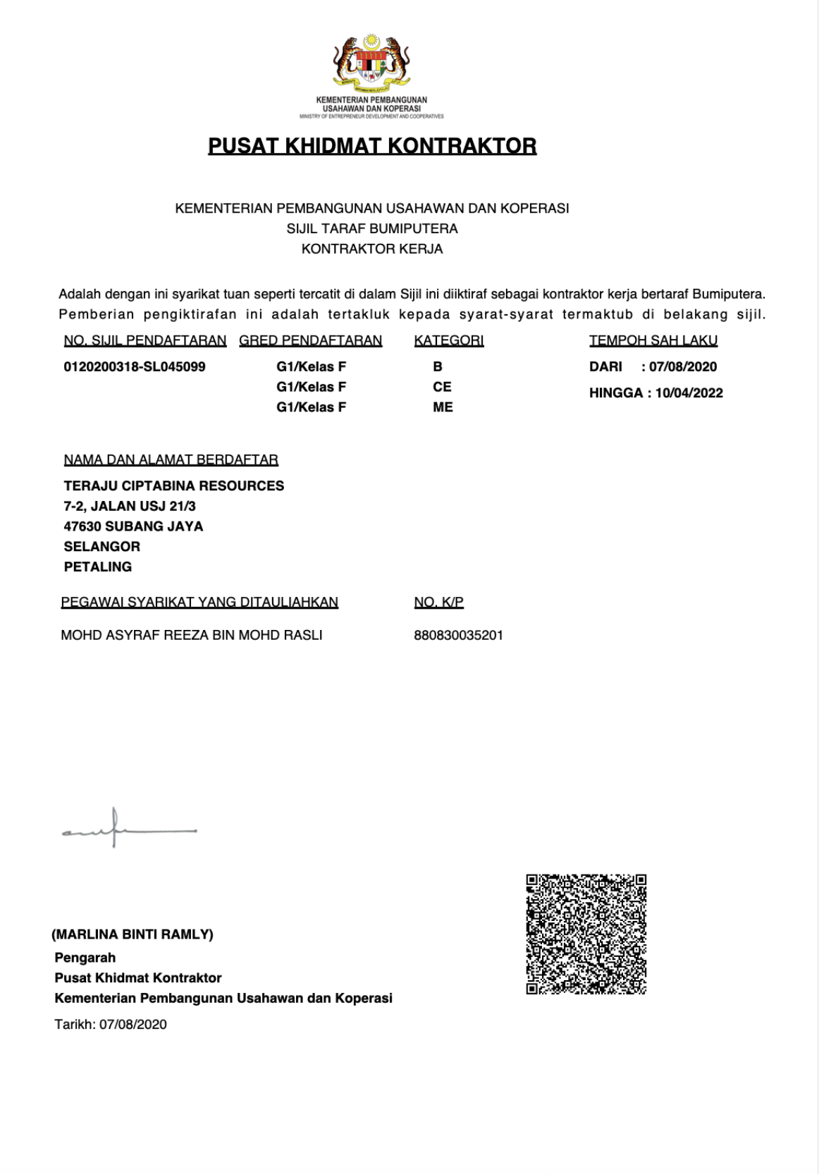 PKK Certificate